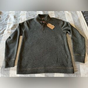 NWT Original Weatherproof Vintage Mens Sz M 3 Button Fleece Pullover Green/Gray